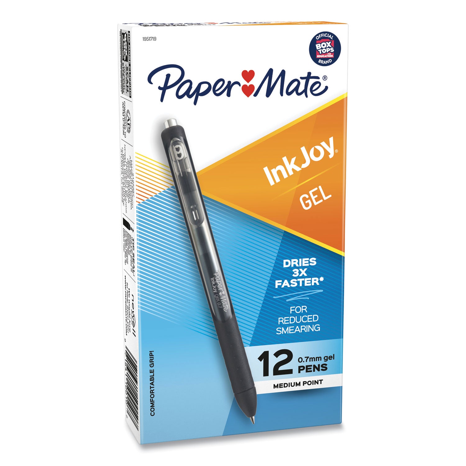 InkJoy Gel Pen, Retractable, Medium 0.7 mm, Black Ink, Black Barrel, Dozen - 