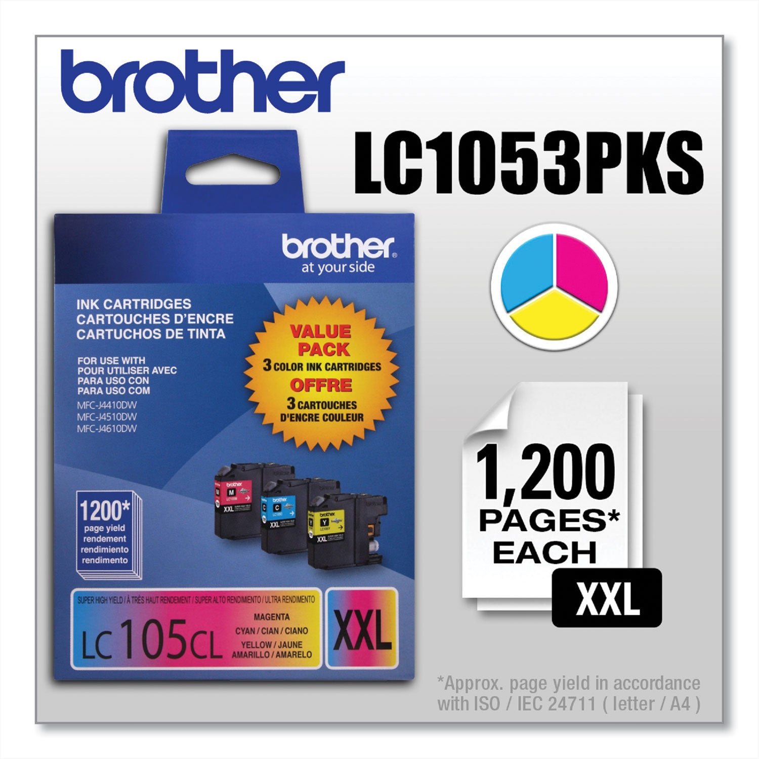 LC1053PKS Innobella Super High-Yield Ink, 1,200 Page-Yield, Cyan/Magenta/Yellow