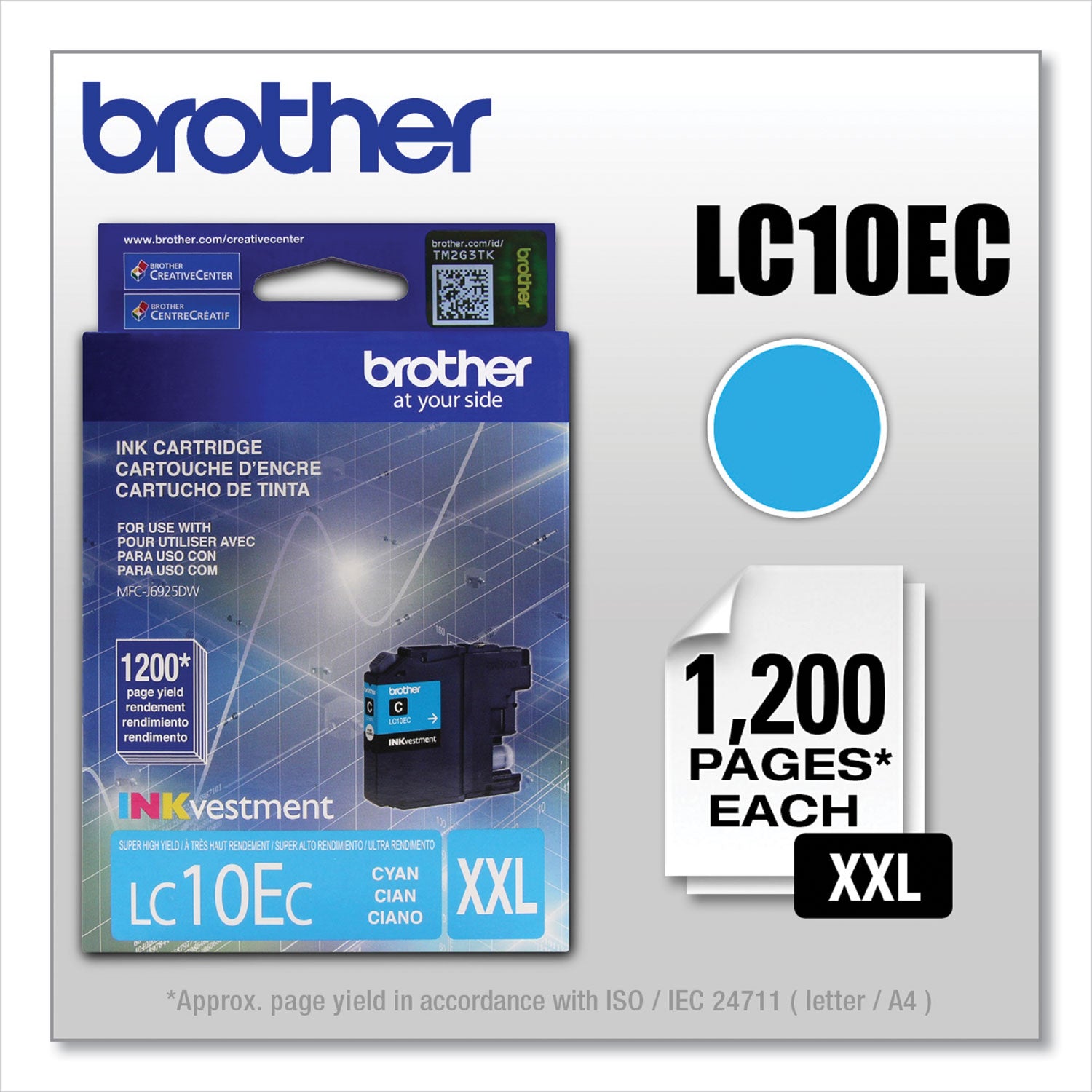 LC10EC INKvestment Super High-Yield Ink, 1,200 Page-Yield, Cyan