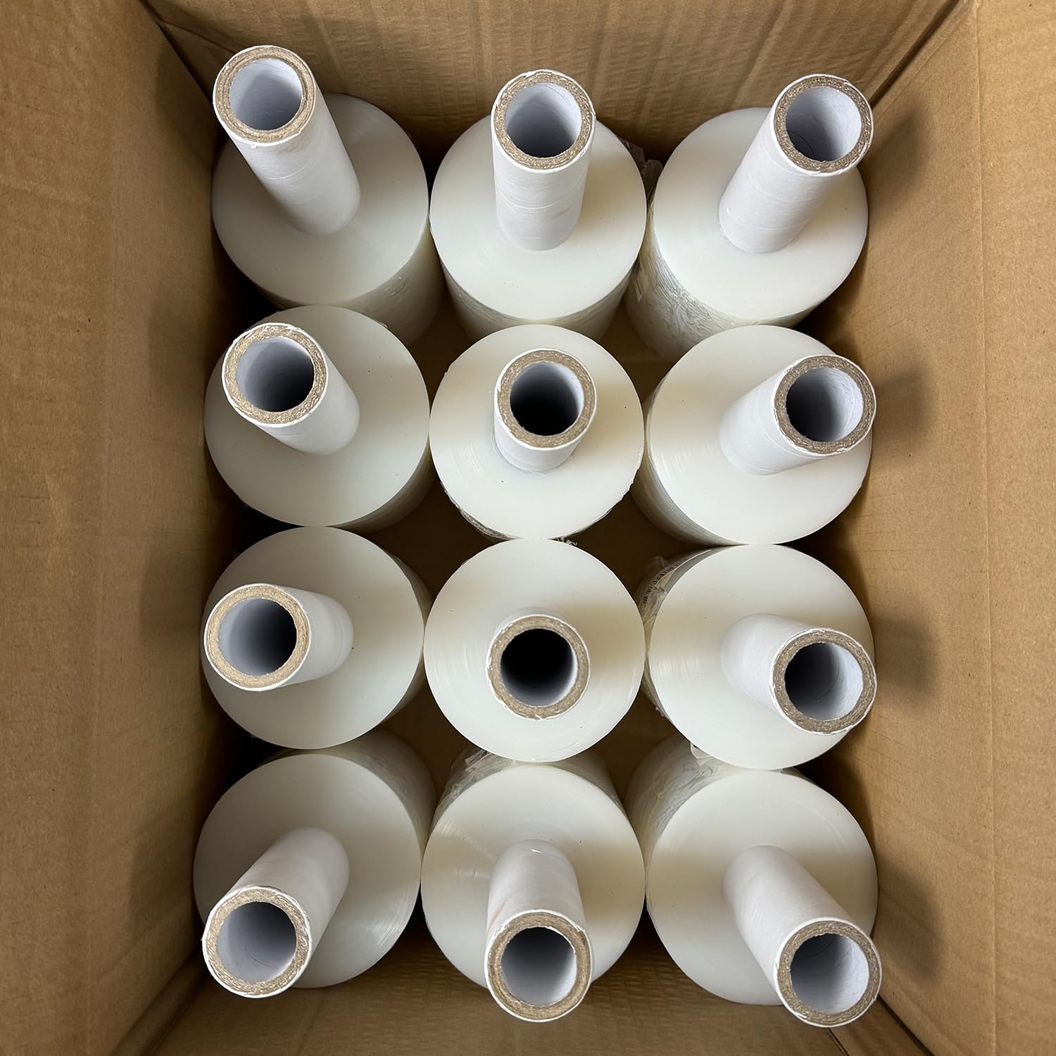 plastic prince 5 plastic wrap clear packing tape with dispenser for moving boxes shipping tape refills shrink wrap stretch film with handles 1000' roll 100 gauge thick 500% stretch ability 12 pack
