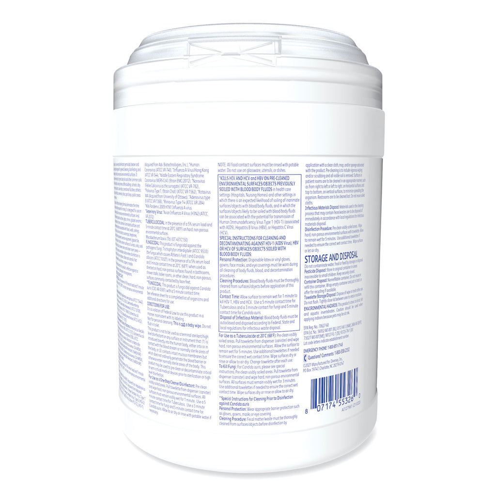 Oxivir TB Disinfectant Wipes, 6 x 6.9, Characteristic Scent, White, 160/Canister, 4 Canisters/Carton