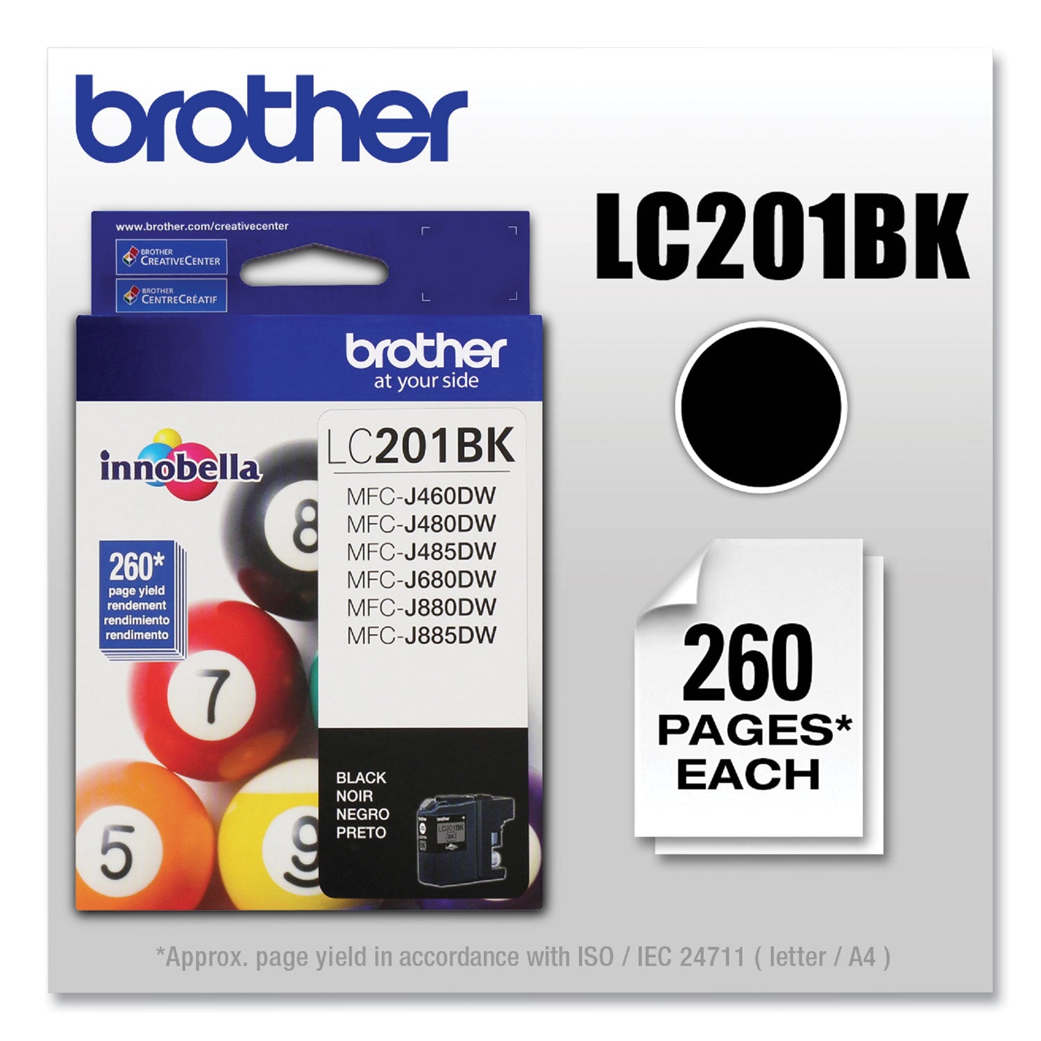 LC201BK Innobella Ink, 260 Page-Yield, Black