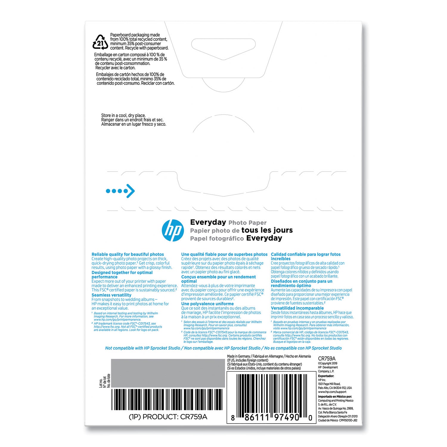 Everyday Glossy Photo Paper, 8 mil, 4 x 6, Glossy White, 100/Pack