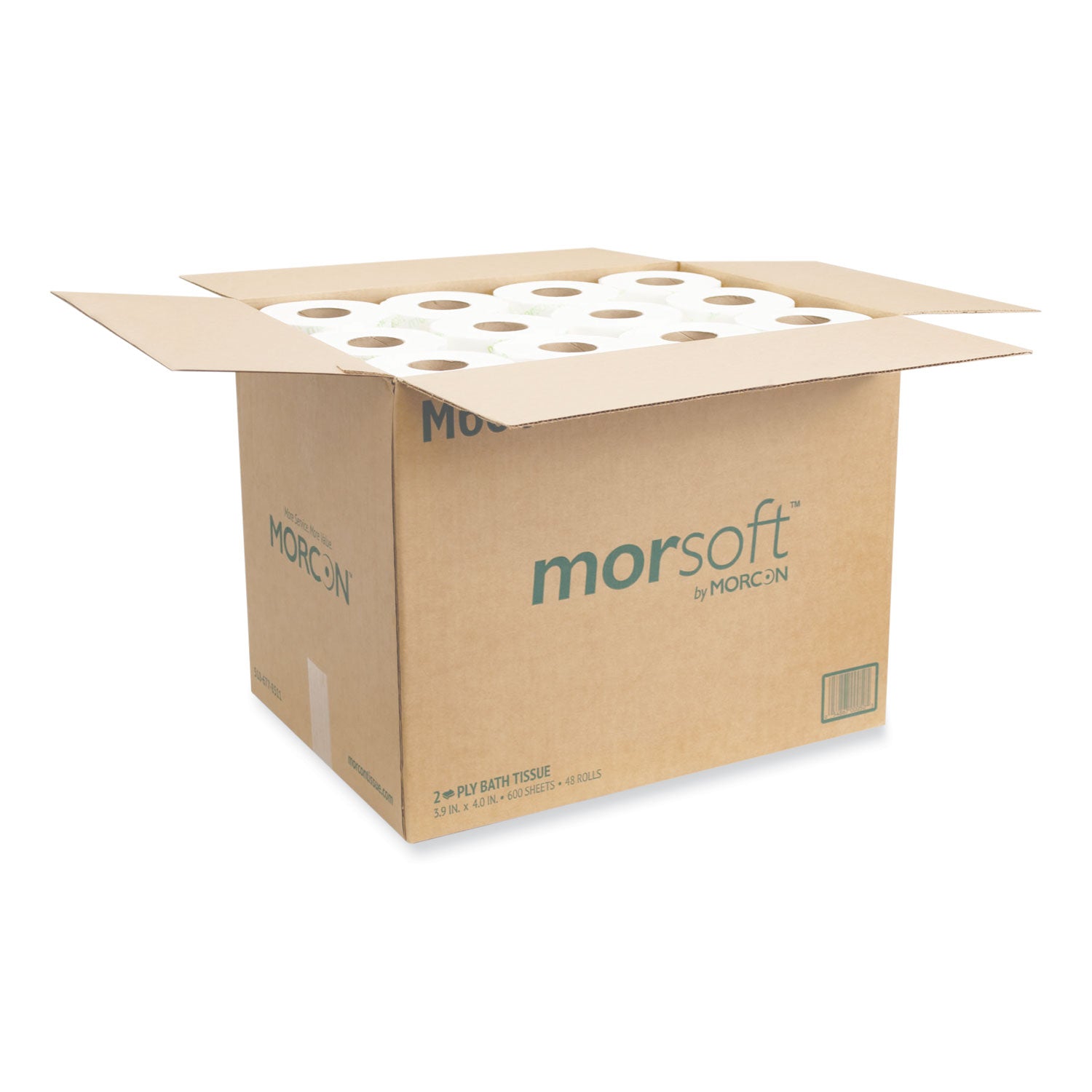 Morsoft Controlled Bath Tissue, Septic Safe, 2-Ply, White, 600 Sheets/Roll, 48 Rolls/Carton