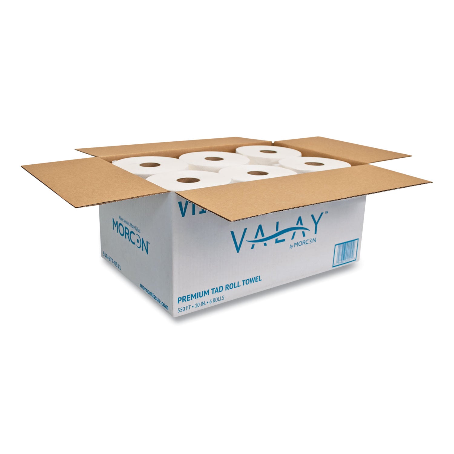 10 Inch TAD Roll Towels, 1-Ply, 10" x 550 ft, White, 6 Rolls/Carton
