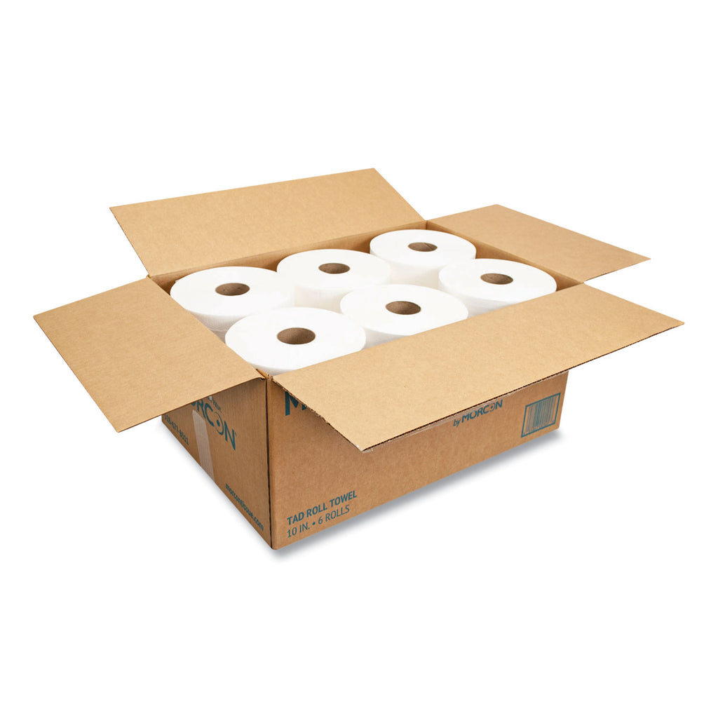 10 Inch TAD Roll Towels, 1-Ply, 10" x 500 ft, White, 6 Rolls/Carton