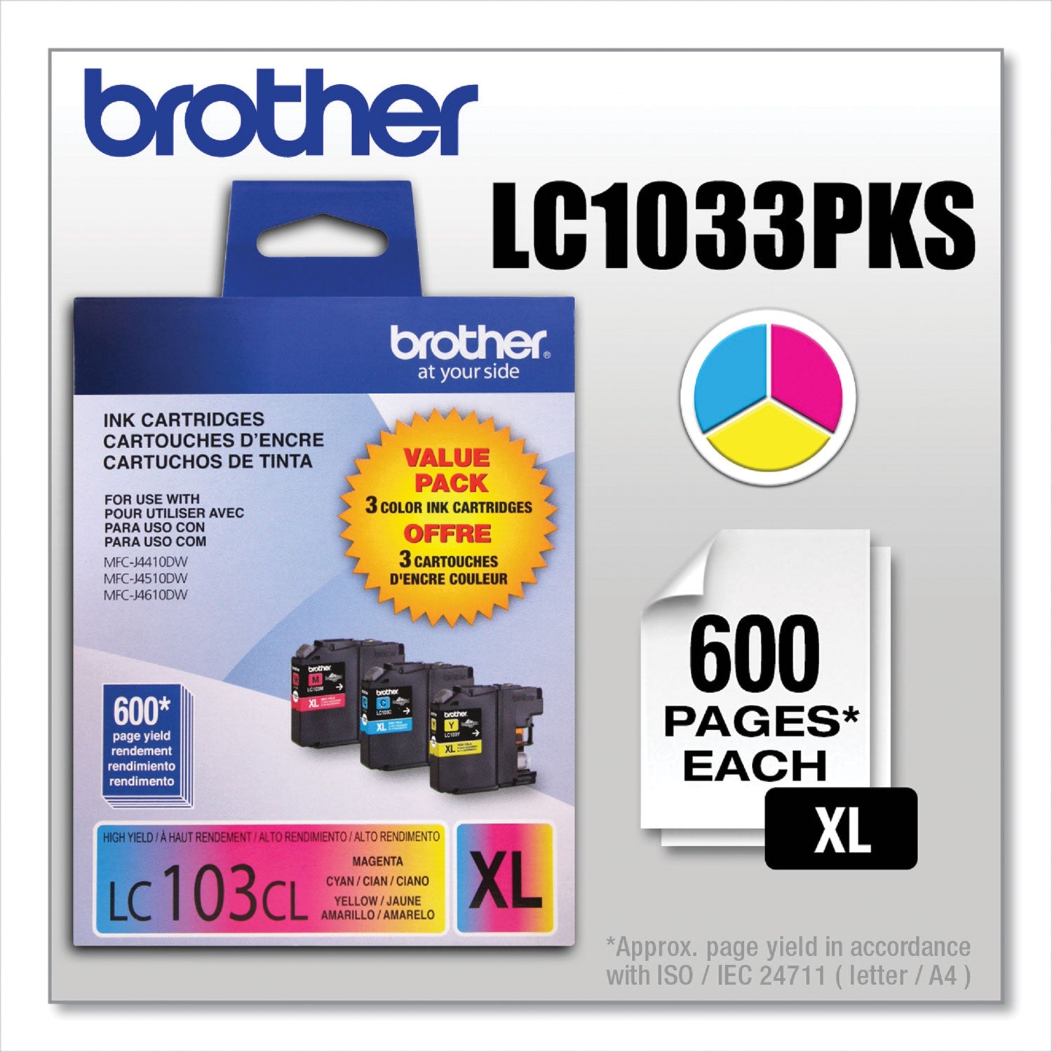 LC1033PKS Innobella High-Yield Ink, 600 Page-Yield, Cyan/Magenta/Yellow