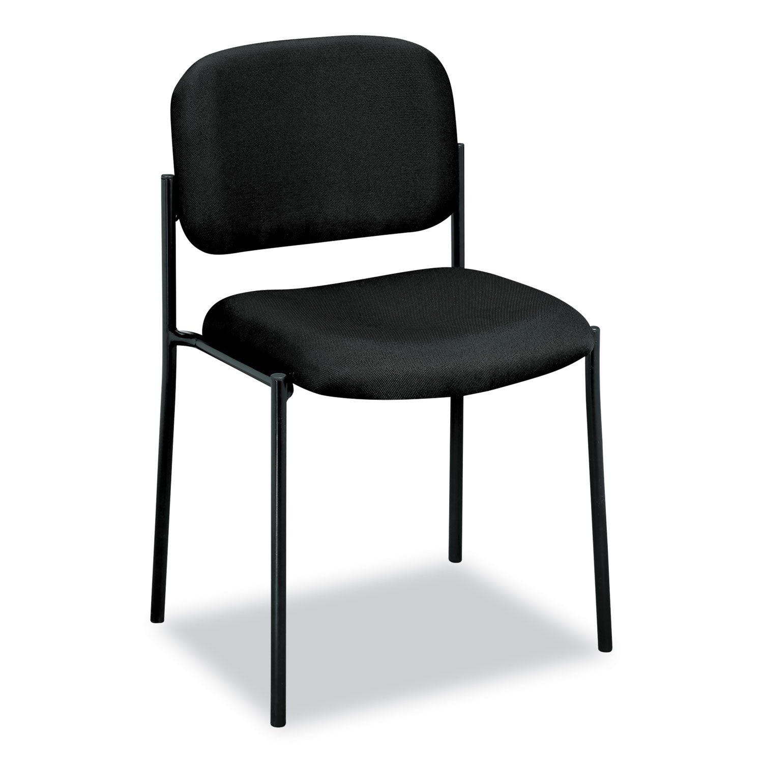 VL606 Stacking Guest Chair without Arms, Fabric Upholstery, 21.25" x 21" x 32.75", Black Seat, Black Back, Black Base - 