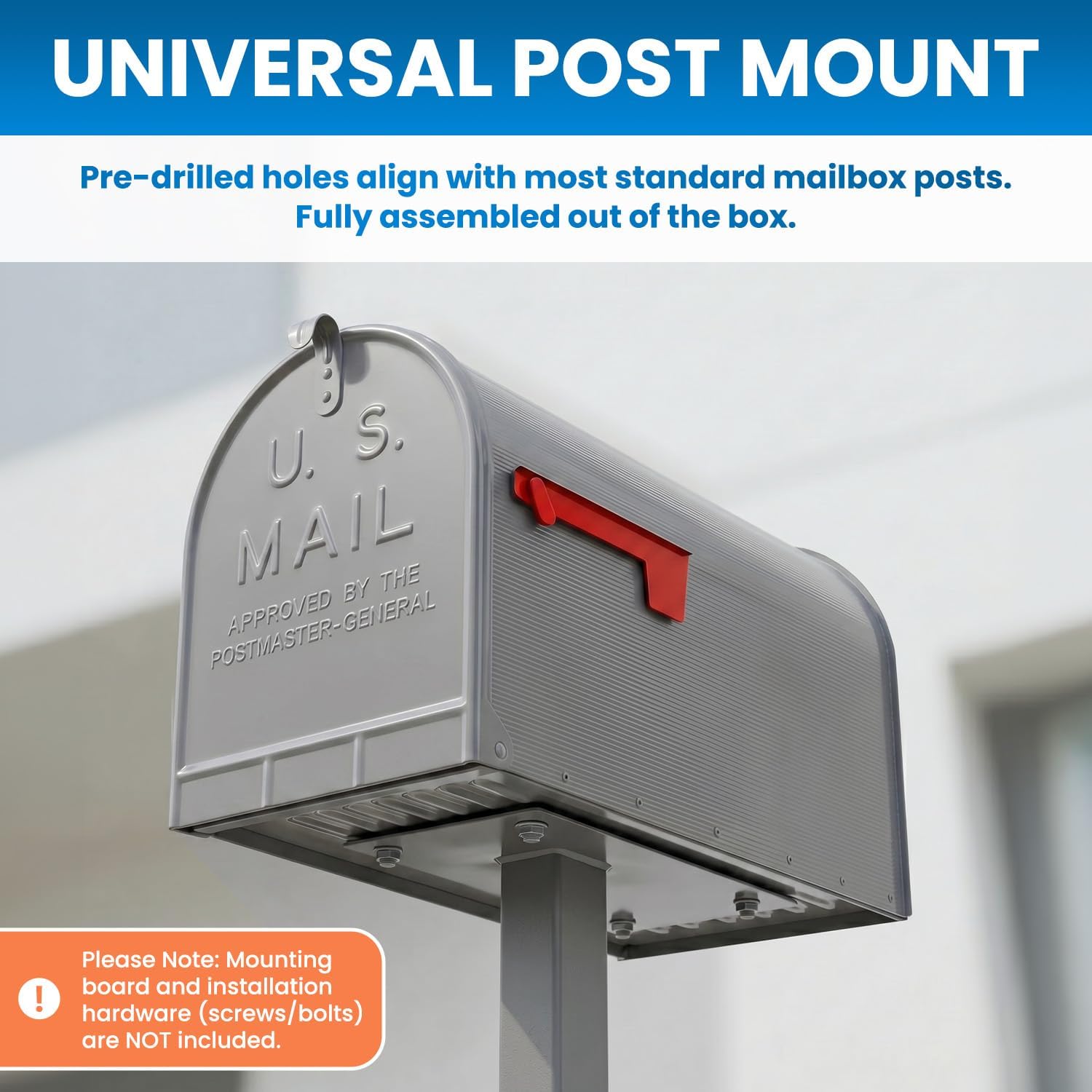 Plexon Gray Jumbo Size Rural Mailbox, 3175 cu-in Capacity, Galvanized Steel, Powder-Coated, 15 in. H x 11.69 in. W x 24.82 in. L