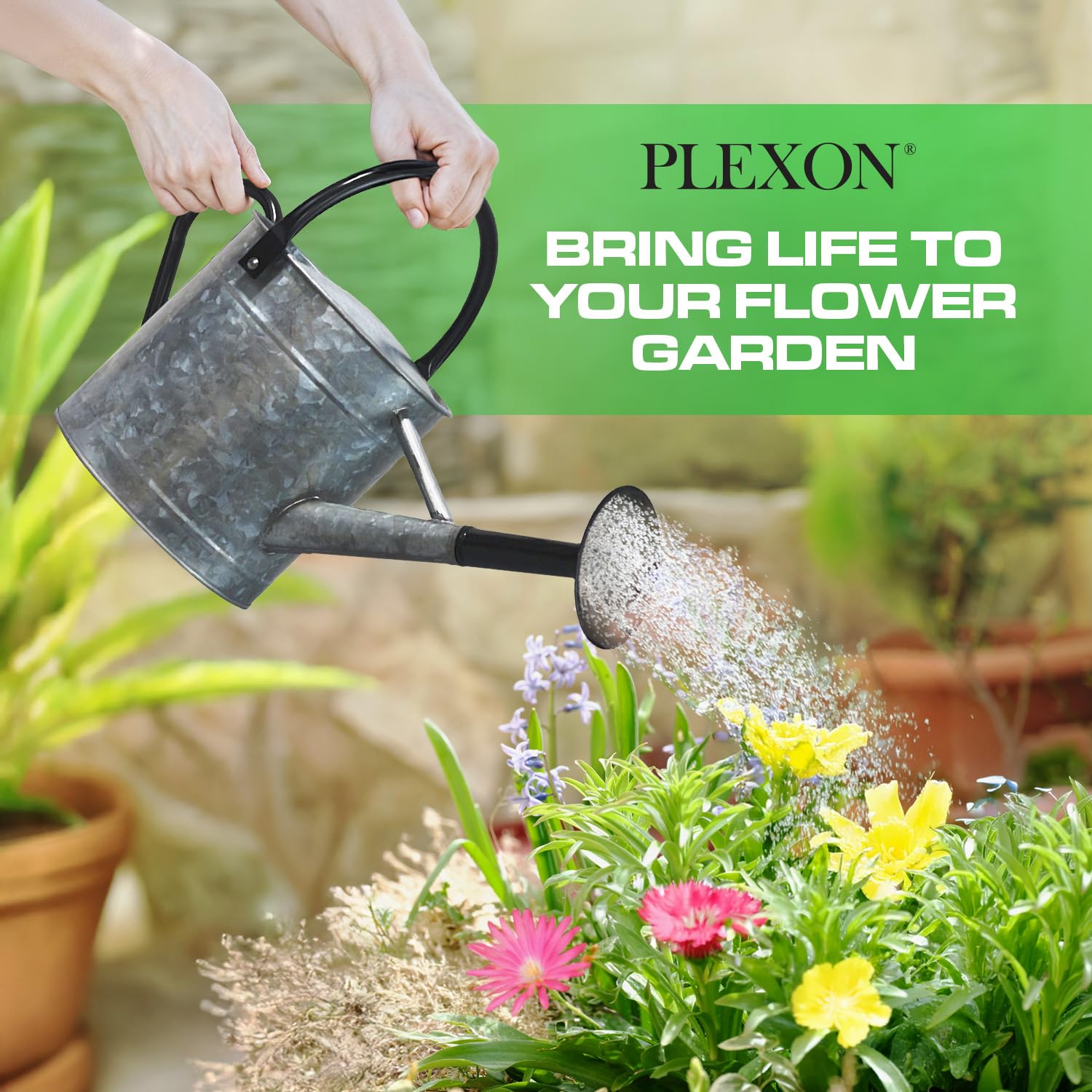 1 Gallon Acid Pickling Galvanized Metal Watering Can with Black Handle and Spout