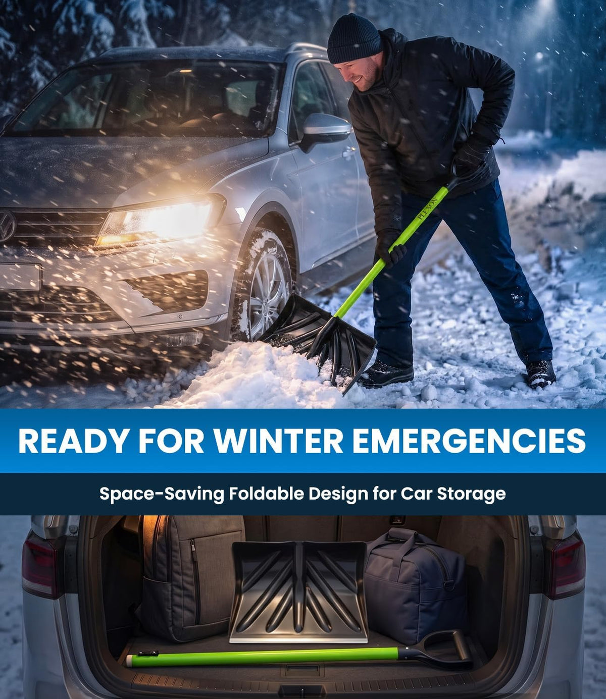 48'' Snow Pusher with Fiberglass Handle & Plastic D-Grip, 17'' Wide Blade with Aluminum Edge