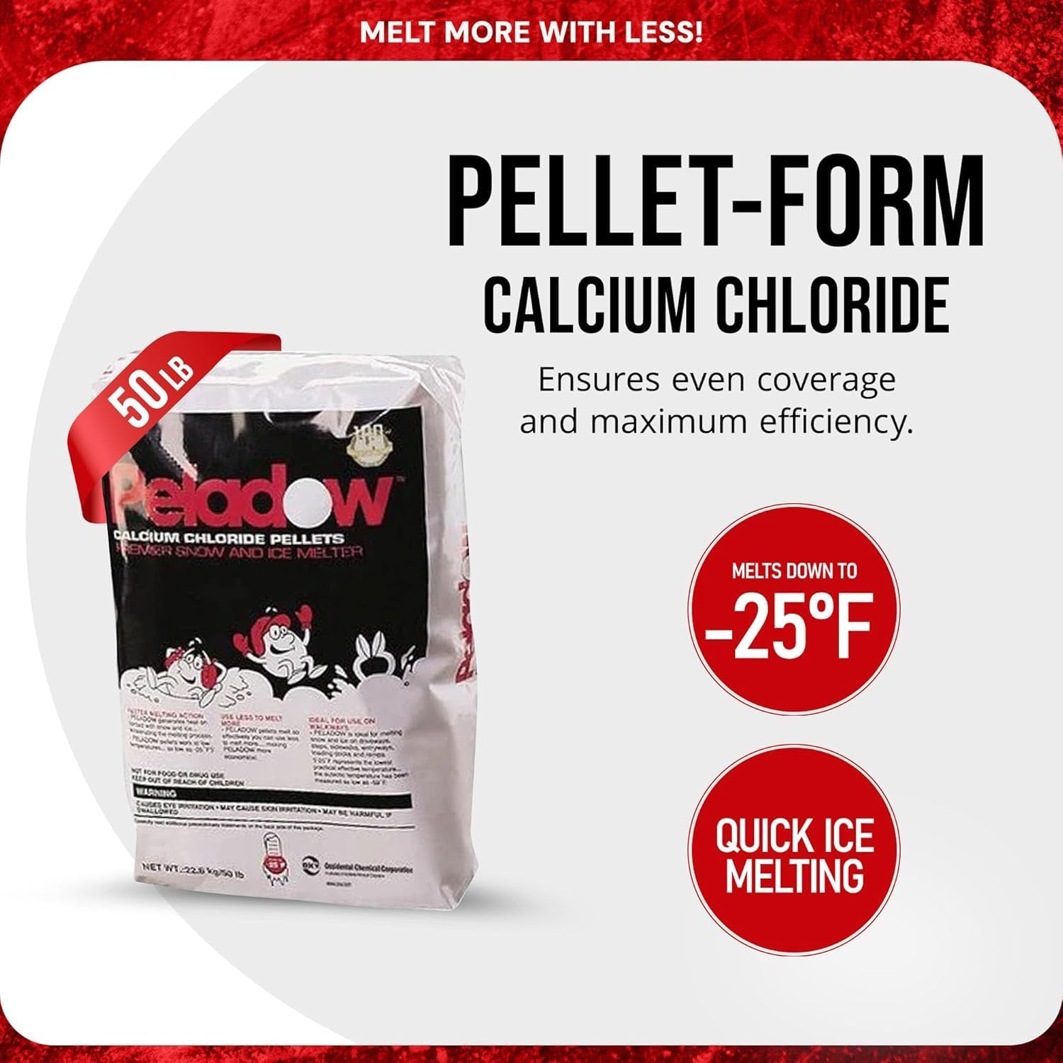 Peladow Calcium Chloride Pellets Snow and Ice Melter 50lb (1 Truck)