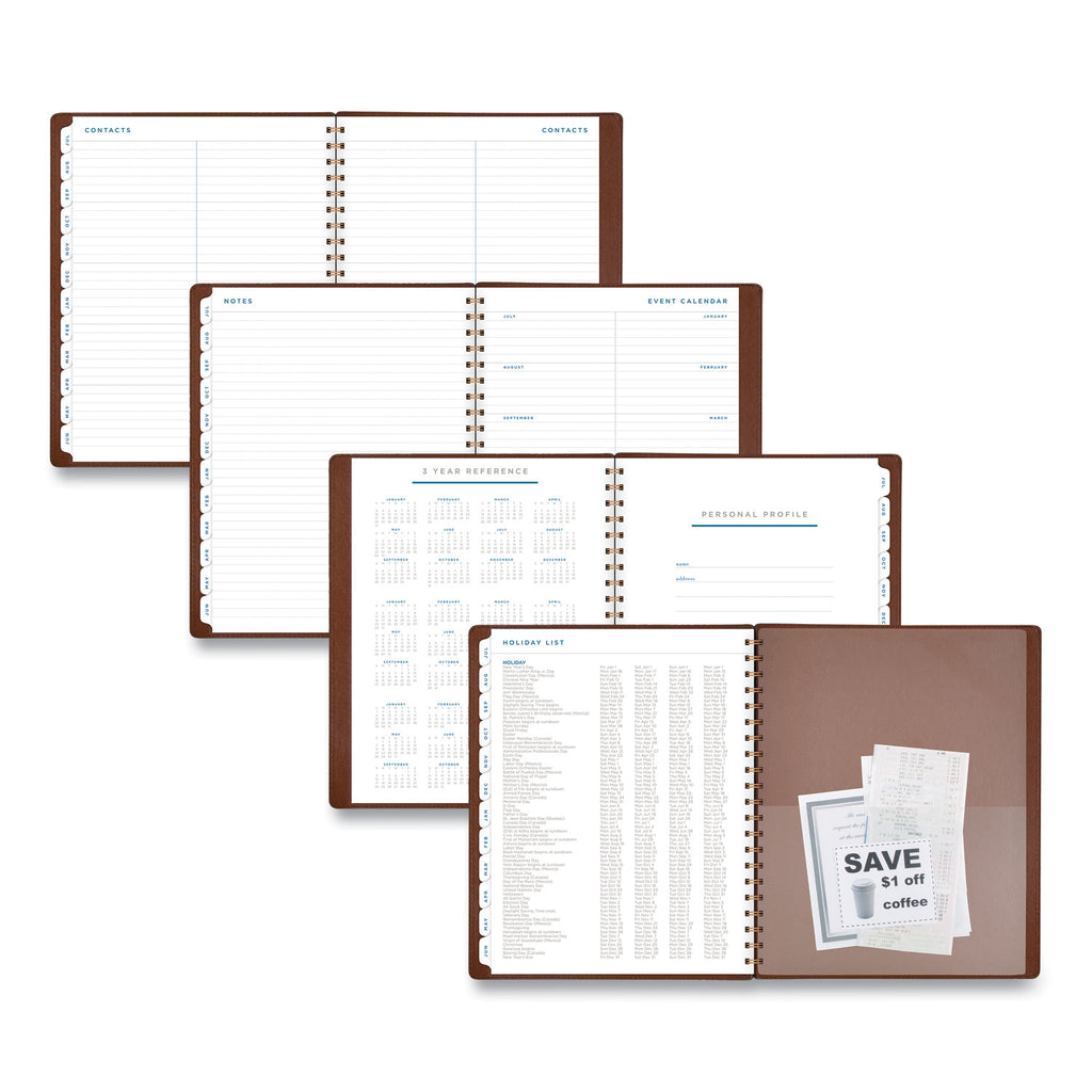 Signature Collection Academic Weekly/Monthly Planners, 11.5 x 8, Distressed Brown Cover, 13-Month (July-July): 2023-2024