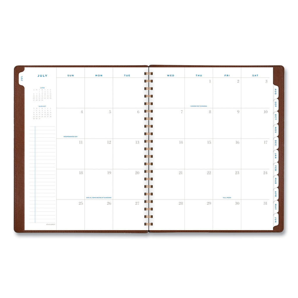 Signature Collection Academic Weekly/Monthly Planners, 11.5 x 8, Distressed Brown Cover, 13-Month (July-July): 2023-2024