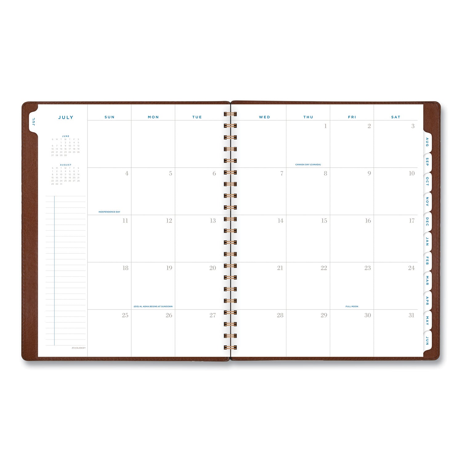 Signature Collection Academic Weekly/Monthly Planners, 11.5 x 8, Distressed Brown Cover, 13-Month (July-July): 2023-2024