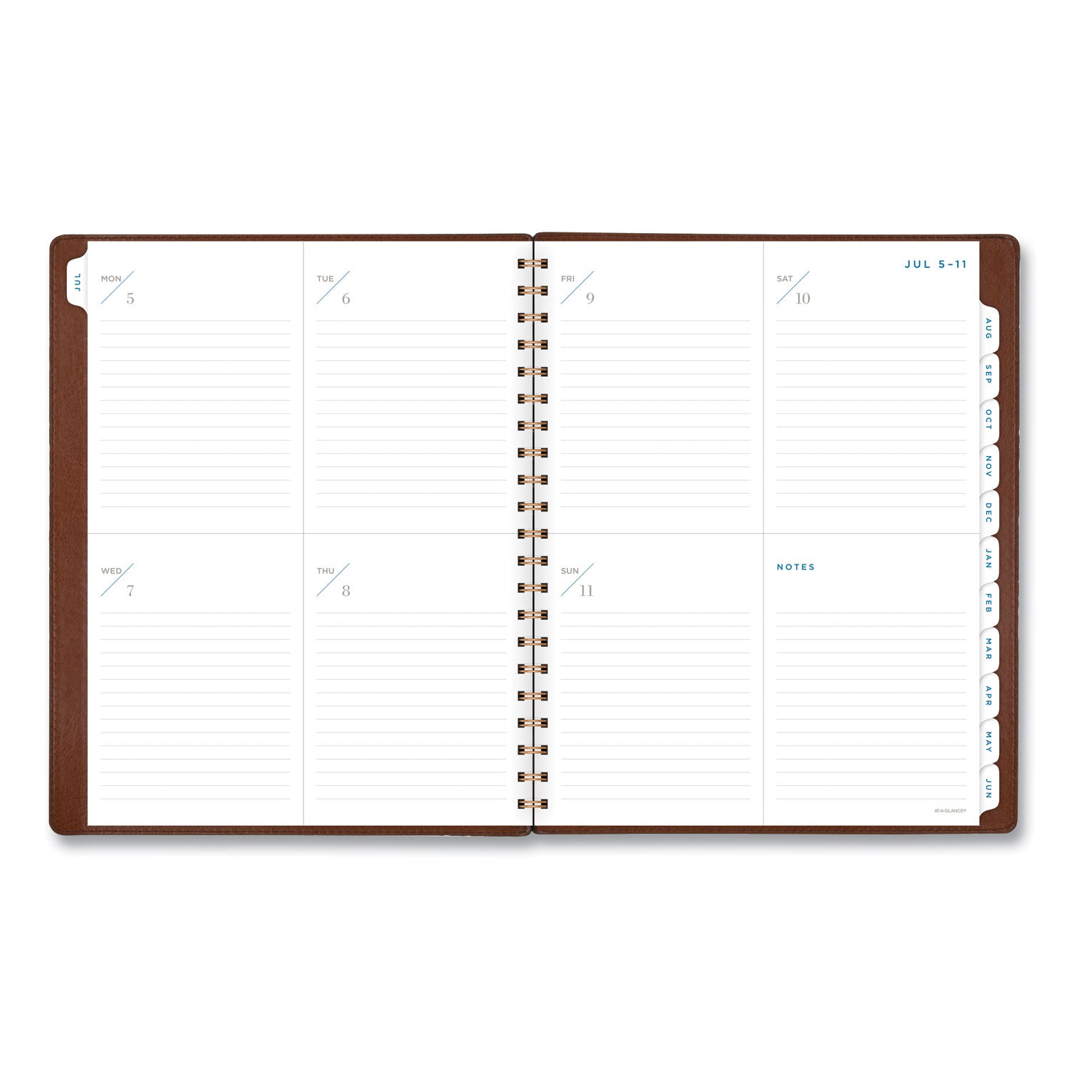 Signature Collection Academic Weekly/Monthly Planners, 11.5 x 8, Distressed Brown Cover, 13-Month (July-July): 2023-2024