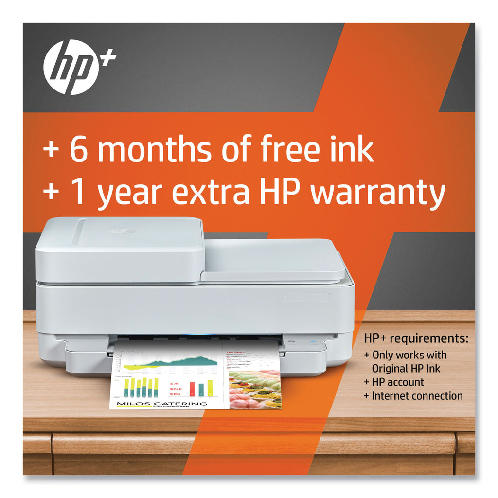 HP Envy 6455e Wireless Inkjet Multifunction Printer - Color - White - Copier/Mobile Fax/Printer/Scanner - 1200 x 1200 dpi Print - Automatic Duplex Print - Up to 1000 Pages Monthly - 100 sheets Input - Color Flatbed Scanner - 1200 dpi Optical Scan - C - 5