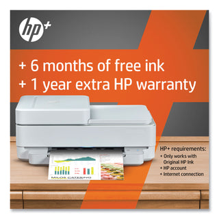 HP Envy 6455e Wireless Inkjet Multifunction Printer - Color - White - Copier/Mobile Fax/Printer/Scanner - 1200 x 1200 dpi Print - Automatic Duplex Print - Up to 1000 Pages Monthly - 100 sheets Input - Color Flatbed Scanner - 1200 dpi Optical Scan - C - 5