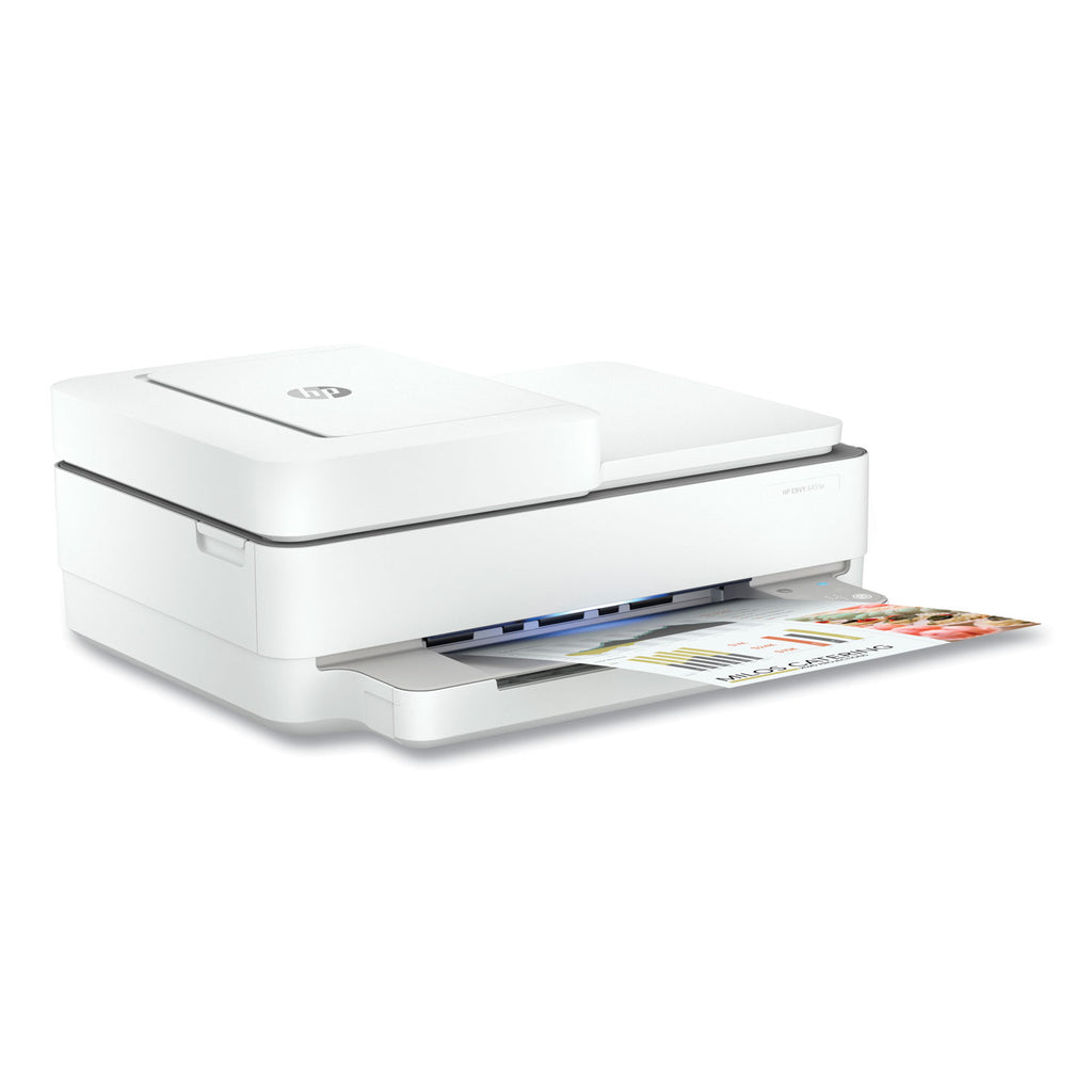 HP Envy 6455e Wireless Inkjet Multifunction Printer - Color - White - Copier/Mobile Fax/Printer/Scanner - 1200 x 1200 dpi Print - Automatic Duplex Print - Up to 1000 Pages Monthly - 100 sheets Input - Color Flatbed Scanner - 1200 dpi Optical Scan - C - 3