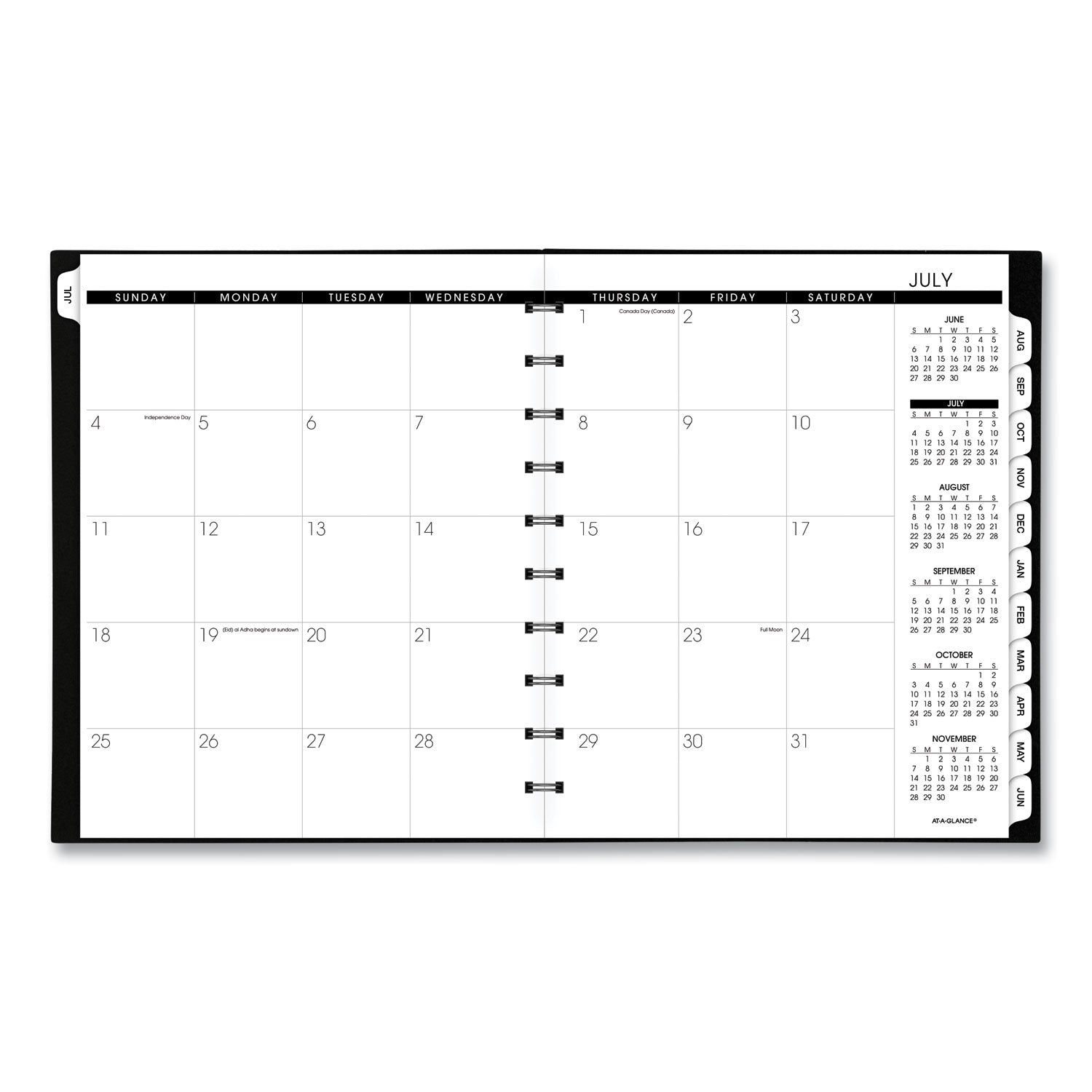 Move-A-Page Academic Weekly/Monthly Planners, 11 x 9, Black Cover, 12-Month (July to June): 2023 to 2024