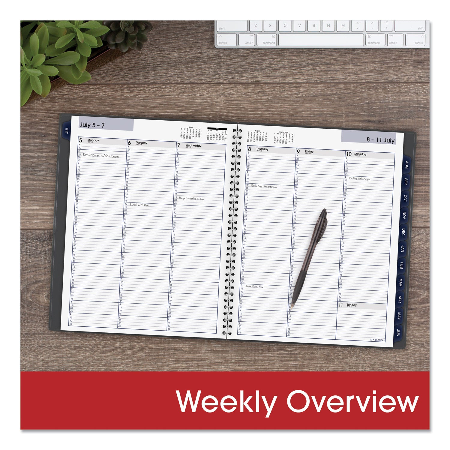 DayMinder Academic Weekly/Monthly Desktop Planner, 11 x 8.5, Charcoal Cover, 12-Month (July to June): 2023 to 2024 - 6