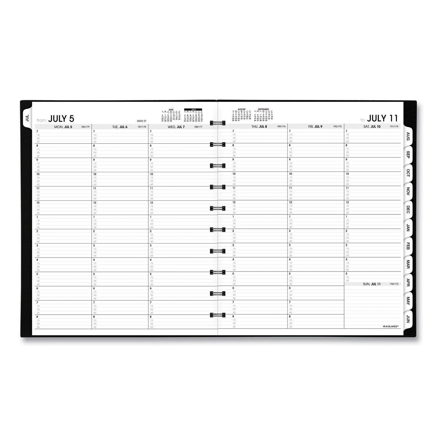 Move-A-Page Academic Weekly/Monthly Planners, 11 x 9, Black Cover, 12-Month (July to June): 2023 to 2024