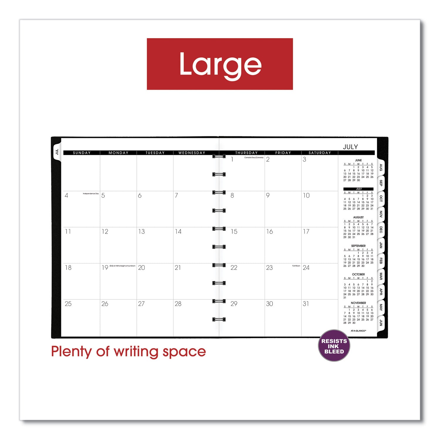 Move-A-Page Academic Weekly/Monthly Planners, 11 x 9, Black Cover, 12-Month (July to June): 2023 to 2024