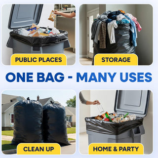 32" x 29" x 68" (61" x 68") 95 Gal 2 Mil Black Trash Bags, 25/Case