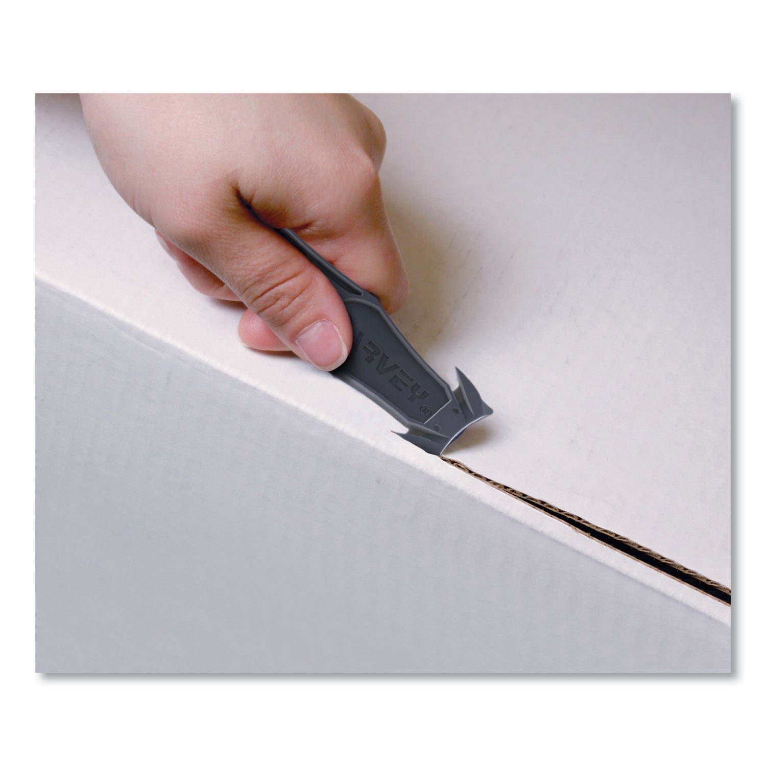 Safety Cutter Box Cutter Knife with Double Shielded Blade, 4" Plastic Handle, Black, 5/Pack - 