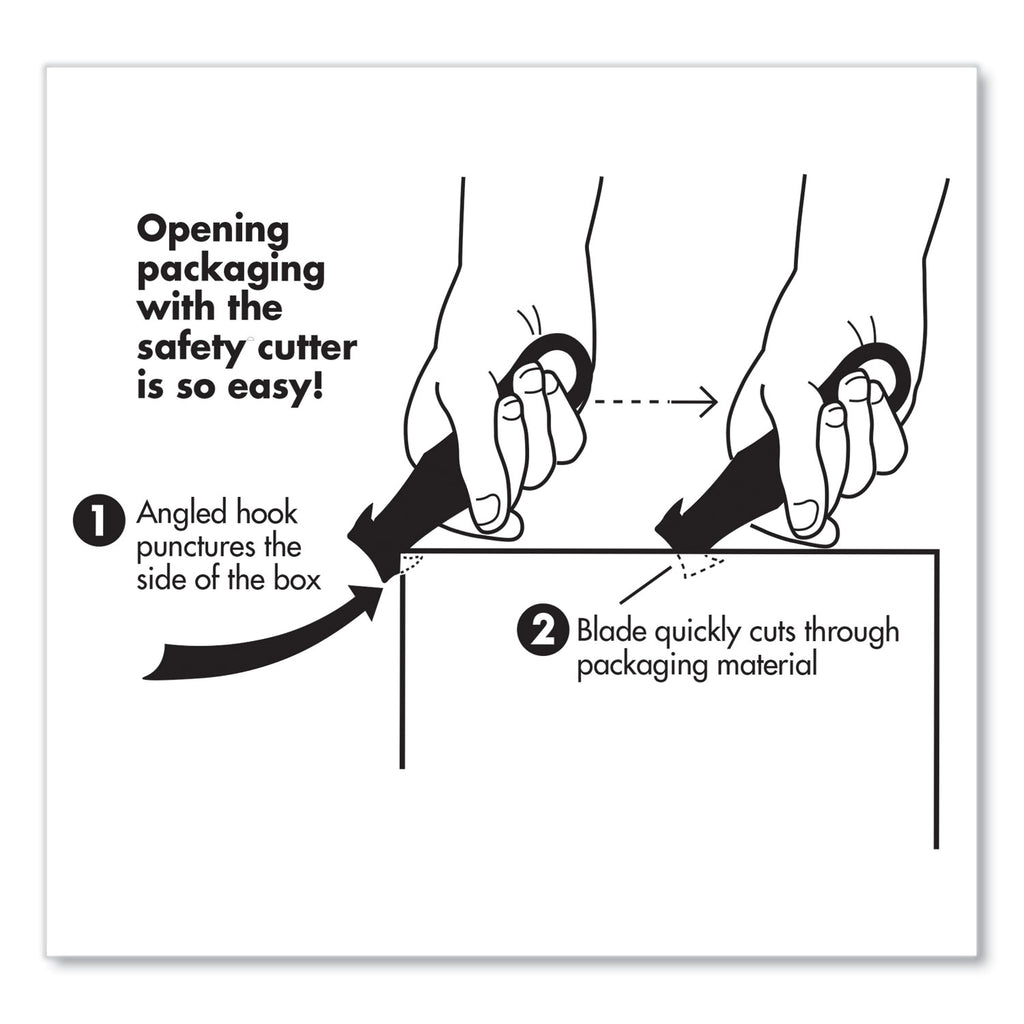 Safety Cutter Box Cutter Knife with Double Shielded Blade, 4" Plastic Handle, Black, 5/Pack - 