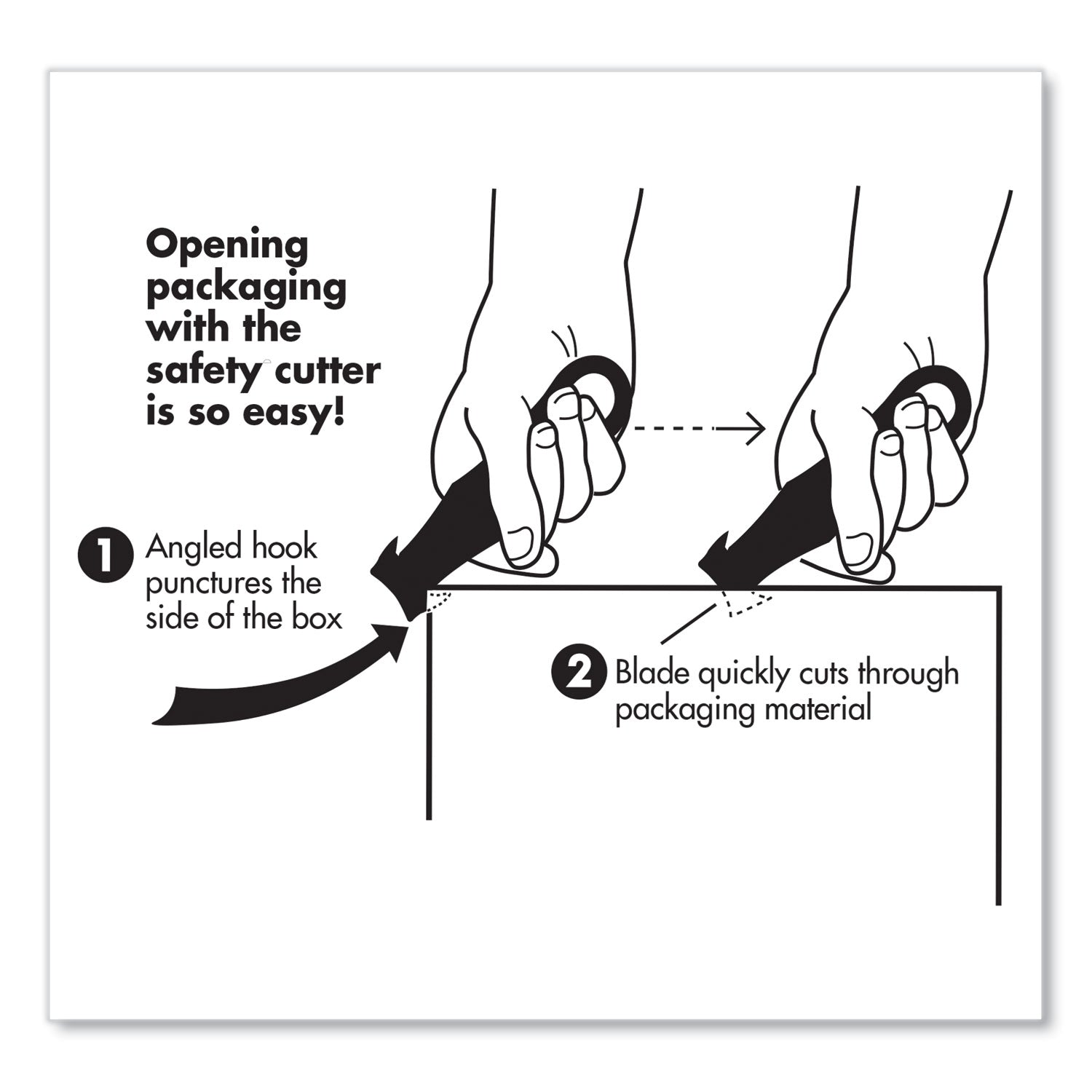Safety Cutter Box Cutter Knife with Double Shielded Blade, 4" Plastic Handle, Black, 5/Pack - 