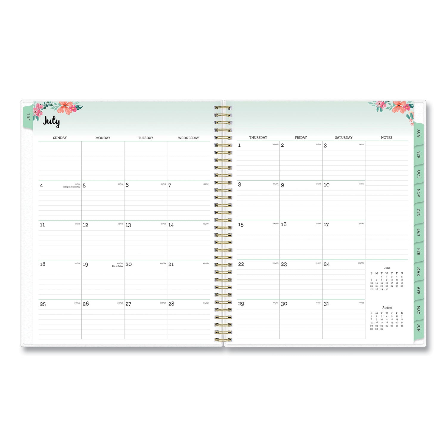 laurel-academic-year-weekly-monthly-planner-floral-artwork-11-x-85-green-pink-cover-12-month-july-june-2021-2022_bls131947 - 3