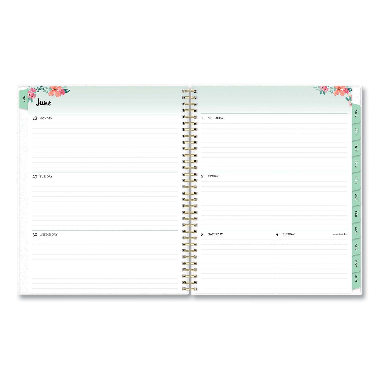 laurel-academic-year-weekly-monthly-planner-floral-artwork-11-x-85-green-pink-cover-12-month-july-june-2021-2022_bls131947 - 2