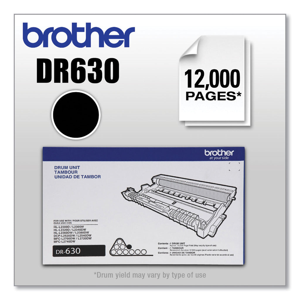 DR630 Drum Unit, 12,000 Page-Yield, Black