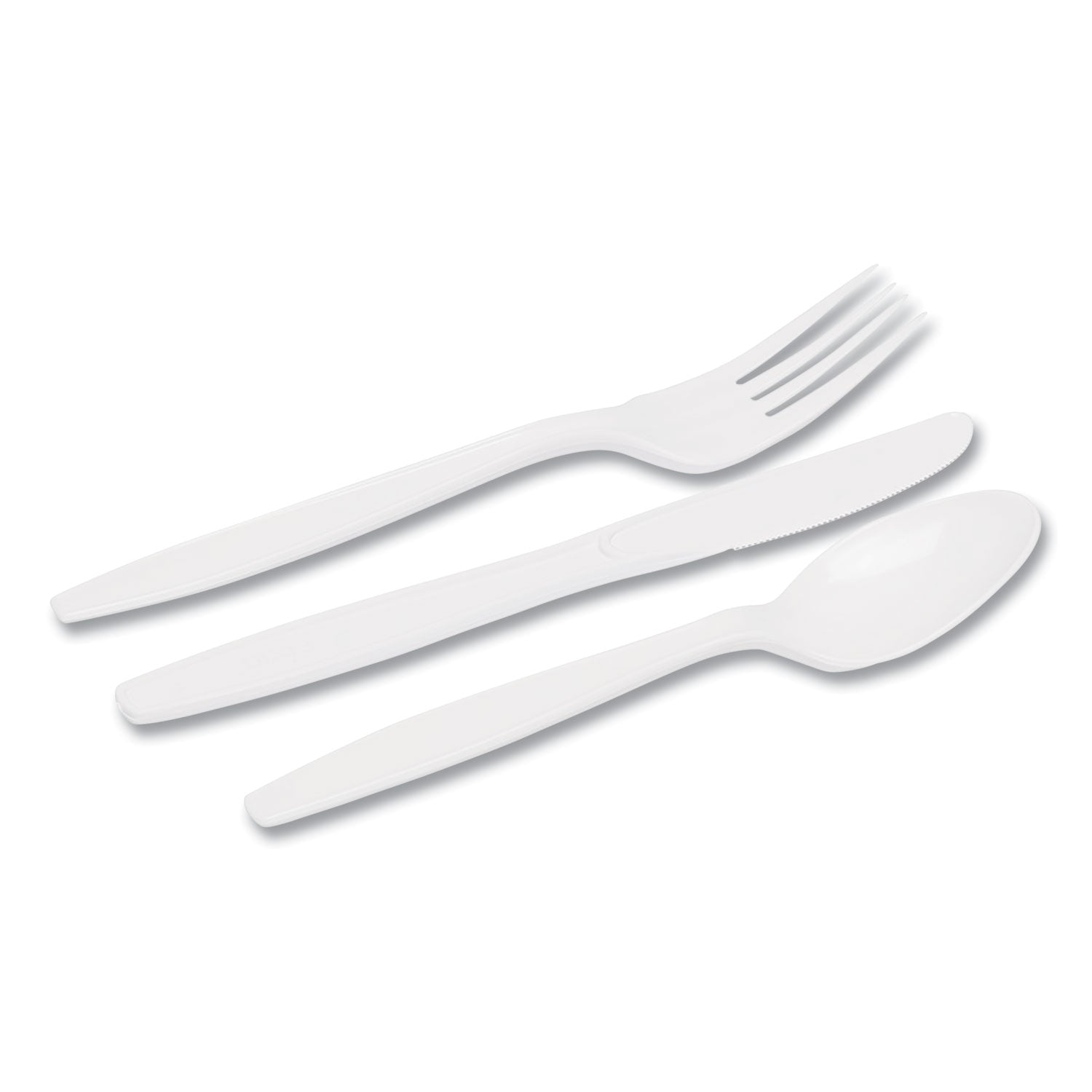 Combo Pack, Tray with White Plastic Utensils, 56 Forks, 56 Knives, 56 Spoons - 