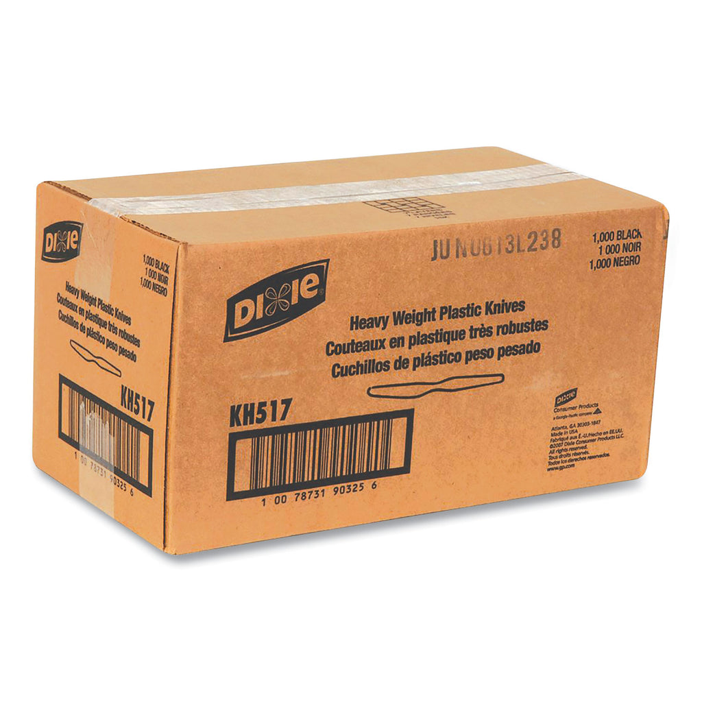 Plastic Cutlery, Heavyweight Knives, Black, 1,000/Carton