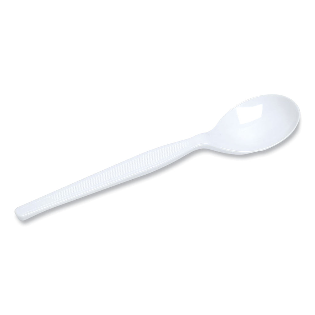 Plastic Cutlery, Heavyweight Soup Spoons, White, 1,000/Carton
