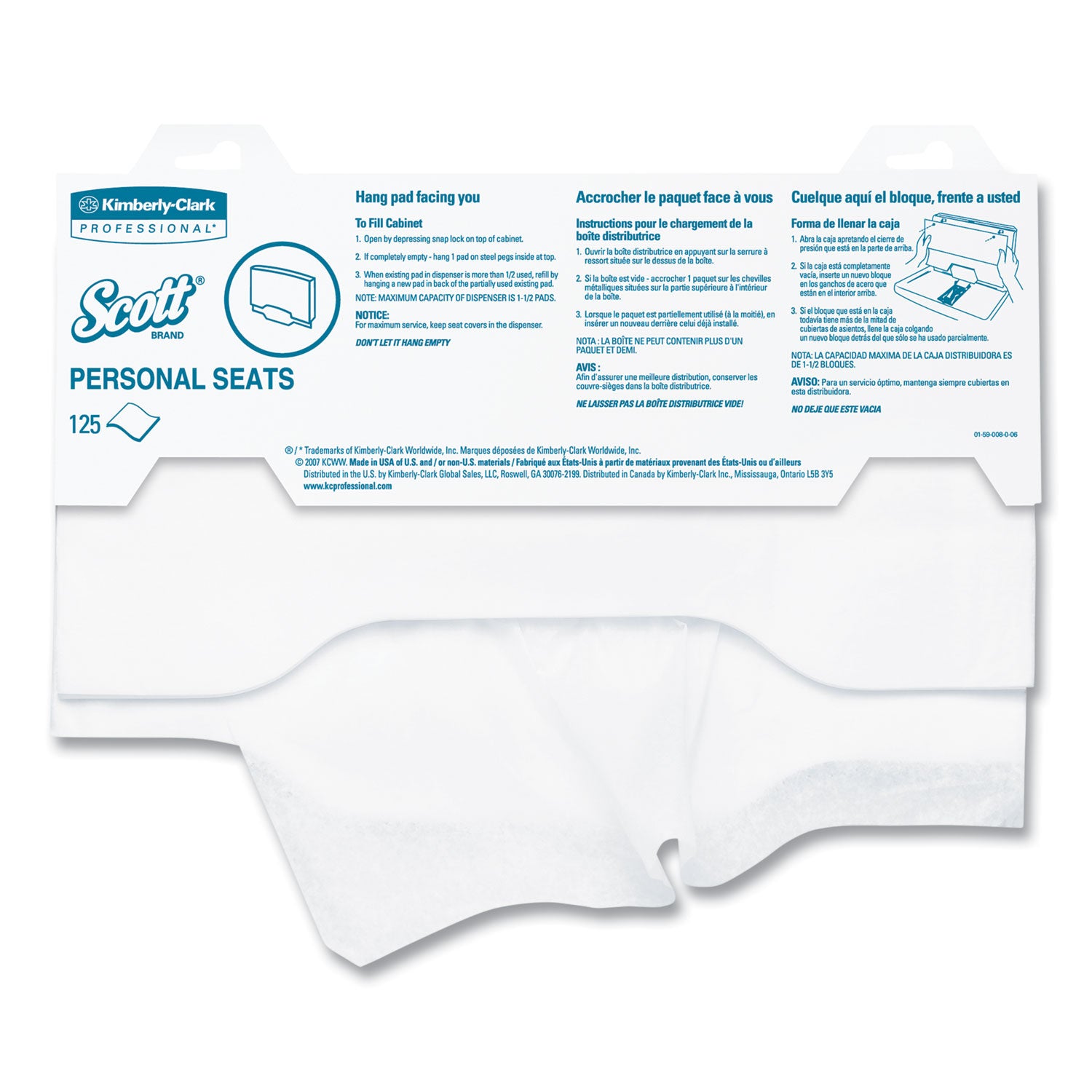 Personal Seats Sanitary Toilet Seat Covers, 15 x 18, White, 125/Pack - 