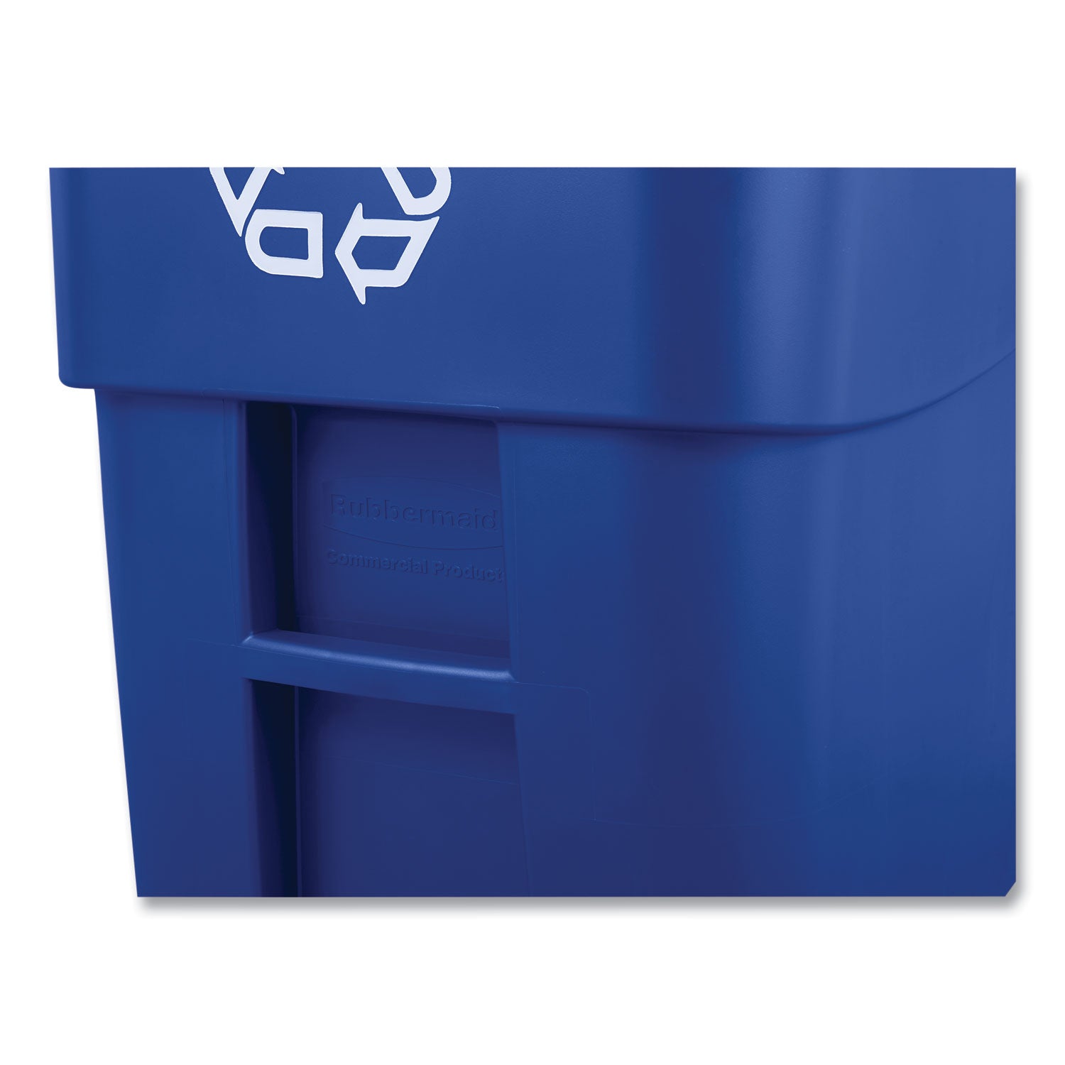Square Brute Recycling Rollout Container, 50 gal, Plastic, Blue - 