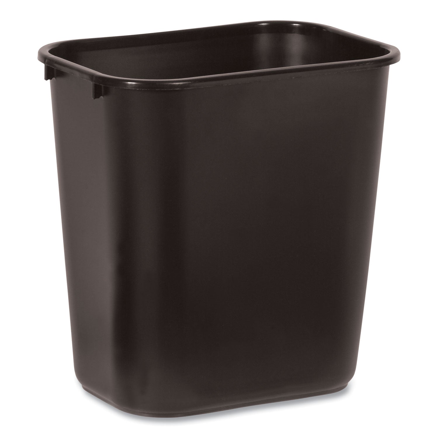 Deskside Plastic Wastebasket, 7 gal, Plastic, Black - 