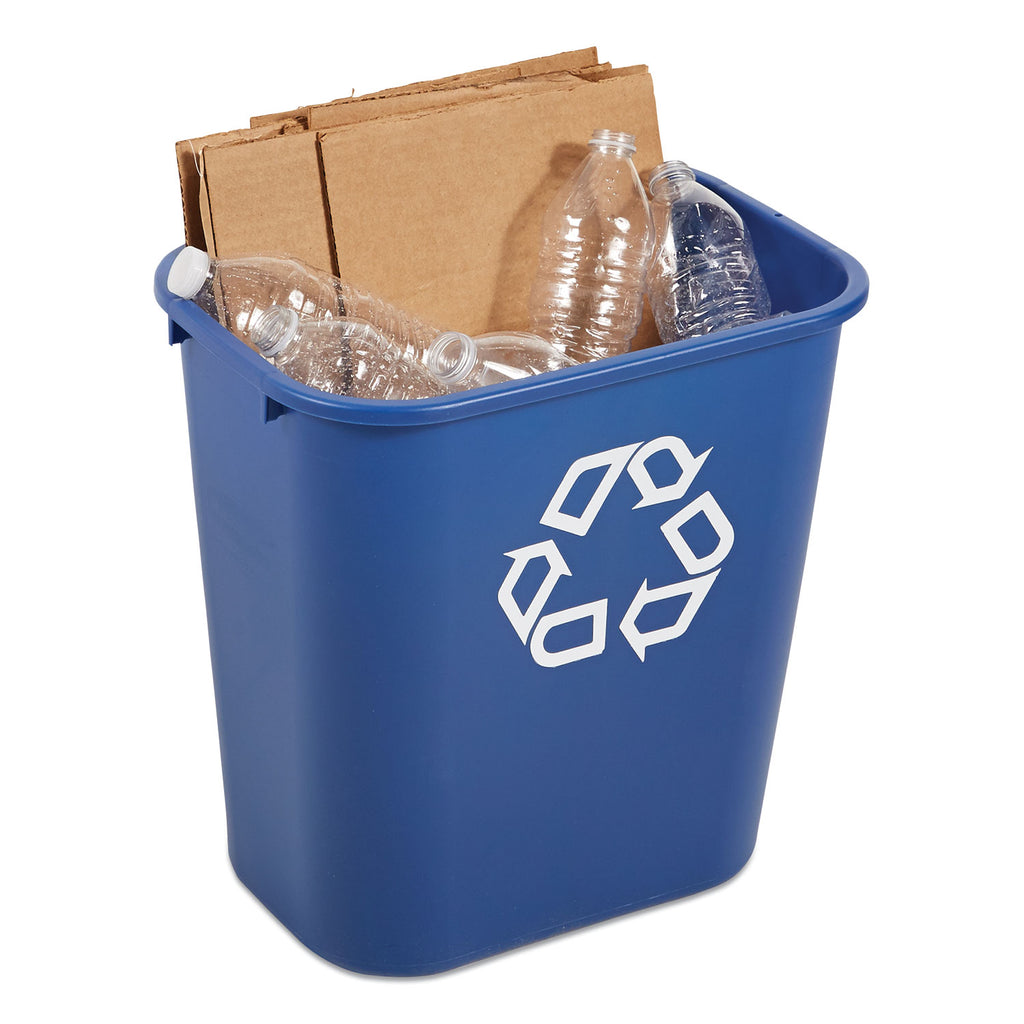 Deskside Recycling Container, Medium, 28.13 qt, Plastic, Blue