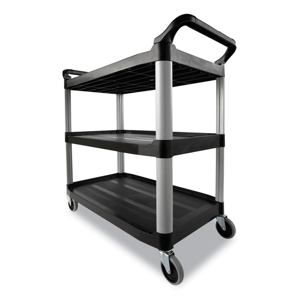 Economy Plastic Cart, Three-Shelf, 18-5/8w x 33-5/8d x 37-3/4h, Black