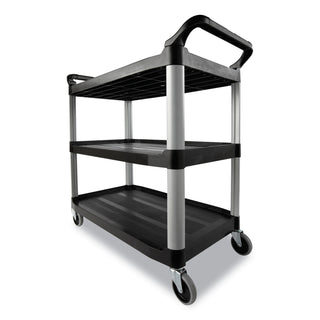 Economy Plastic Cart, Three-Shelf, 18-5/8w x 33-5/8d x 37-3/4h, Black