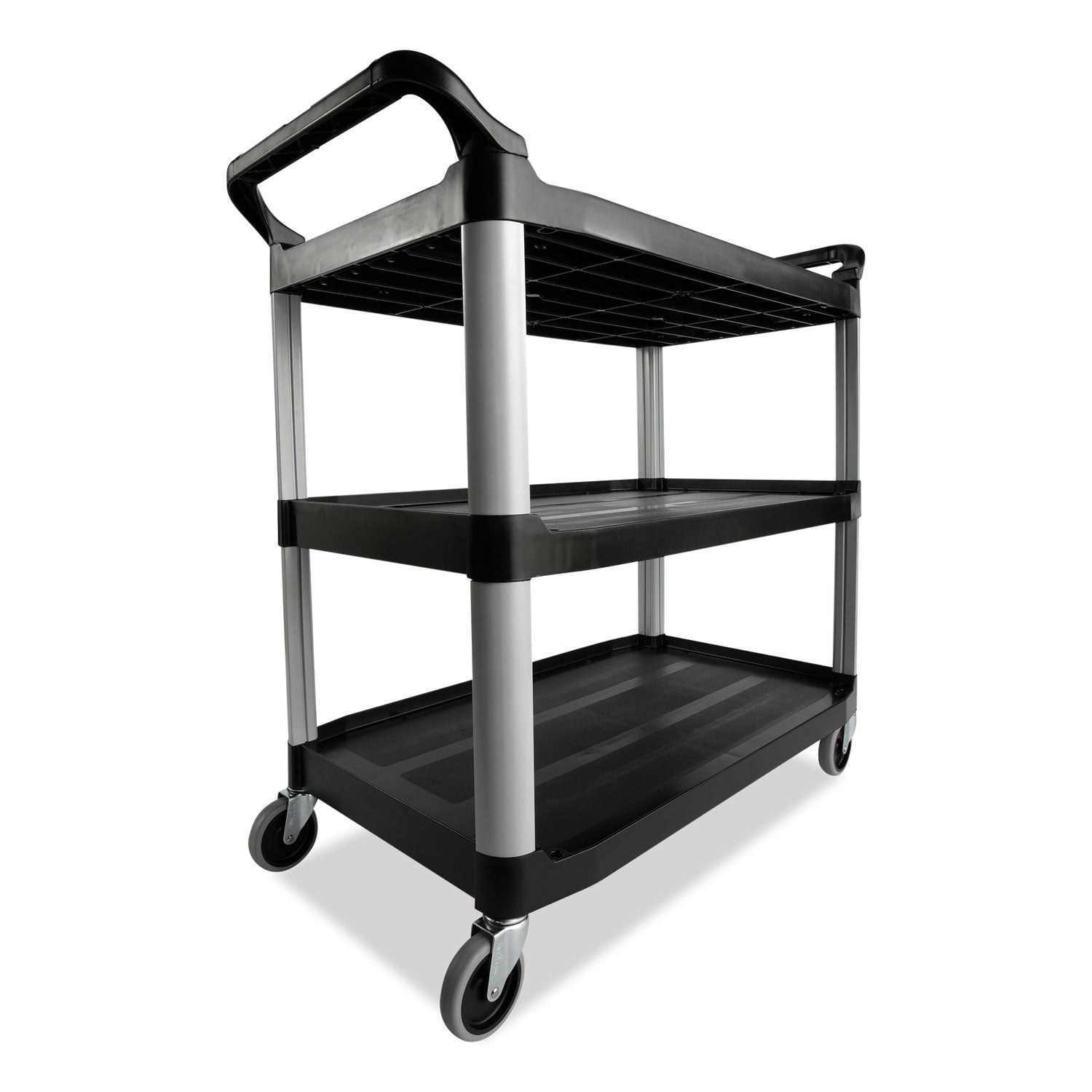 Economy Plastic Cart, Three-Shelf, 18-5/8w x 33-5/8d x 37-3/4h, Black - 3