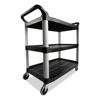 Economy Plastic Cart, Three-Shelf, 18-5/8w x 33-5/8d x 37-3/4h, Black