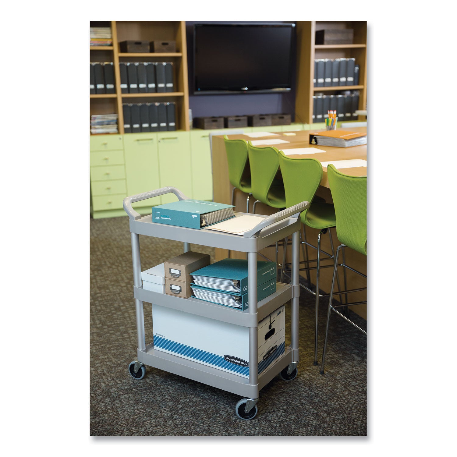 Service Cart, 200-lb Cap, Three-Shelf, 18-5/8w x 33-5/8d x 37-3/4h, Off-White