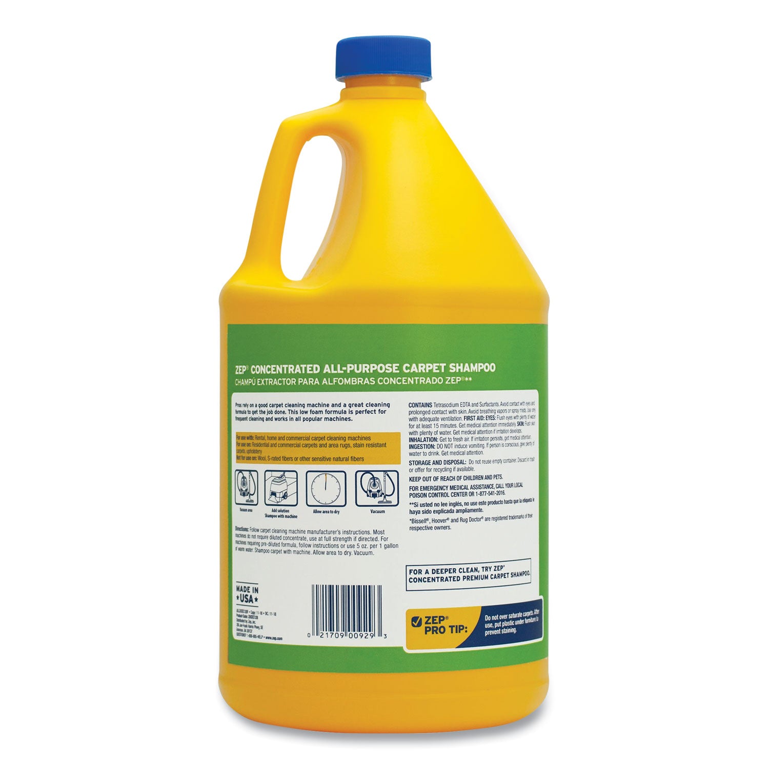 Concentrated All-Purpose Carpet Shampoo, Unscented, 1 gal, 4/Carton - 3