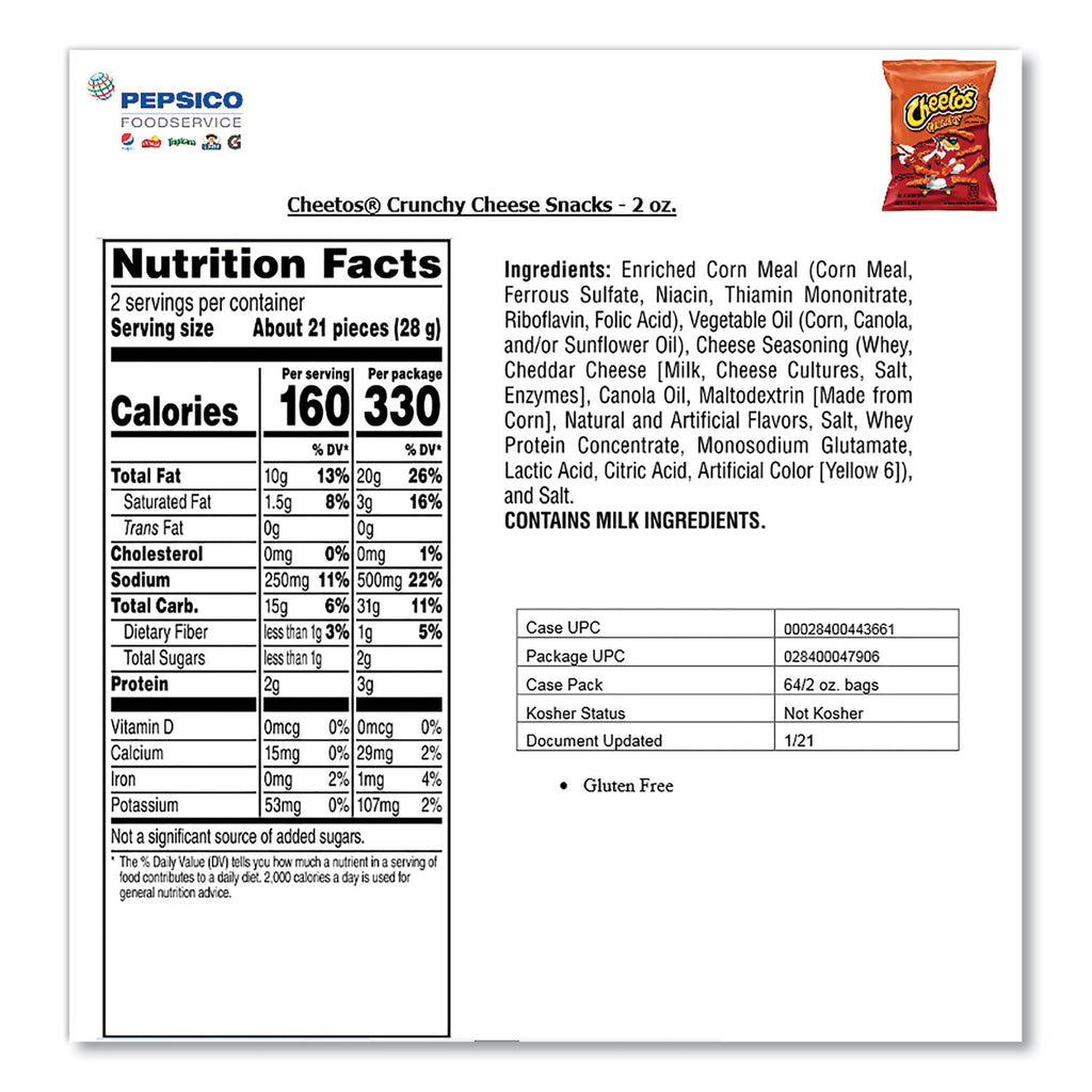 crunchy-cheese-flavored-snacks-2-oz-bag-64-carton_lay44366 - 2