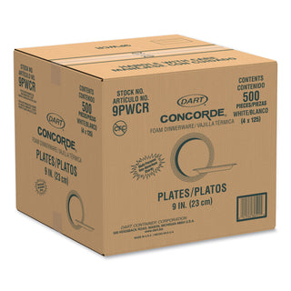 Concorde Foam Plate, 9" dia, White, 125/Pack, 4 Packs/Carton