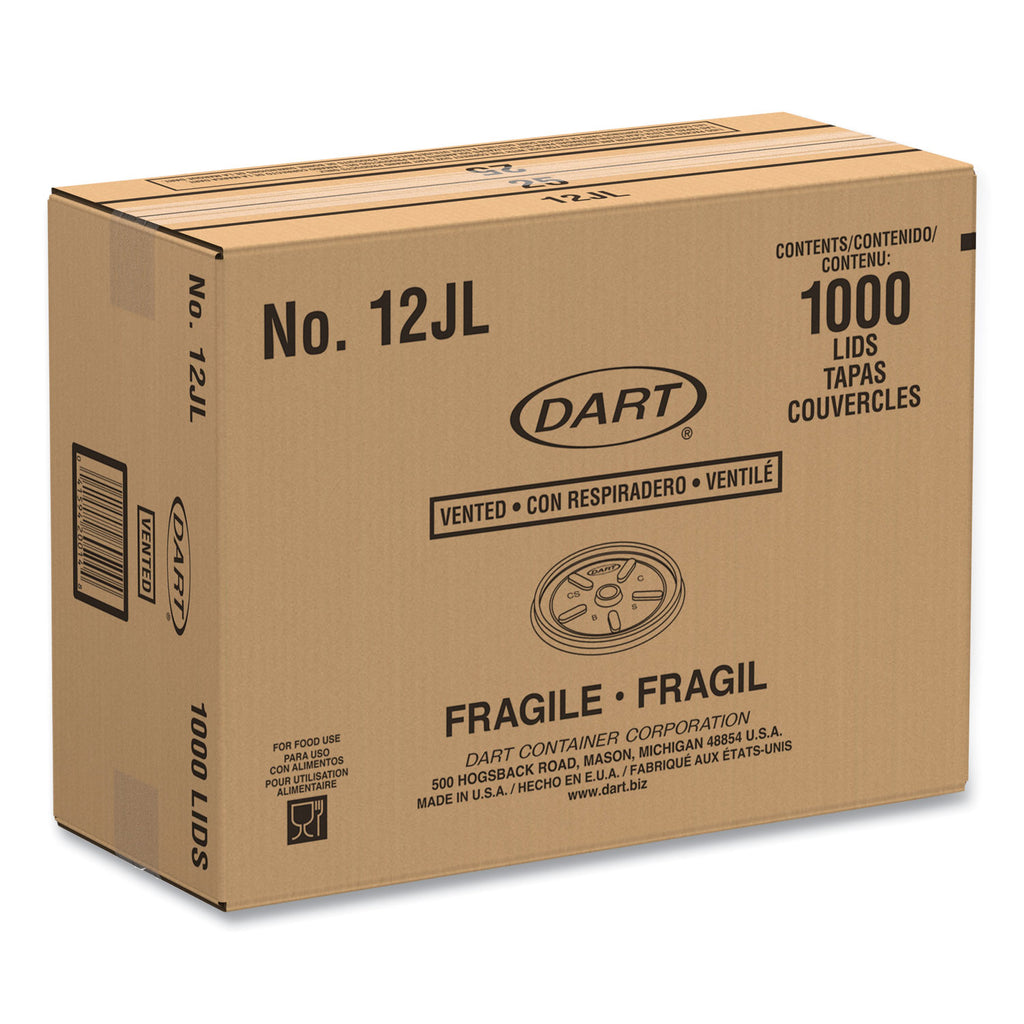 Plastic Lids for Foam Cups, Bowls and Containers, Vented, Fits 6-14 oz, White, 100/Pack, 10 Packs/Carton
